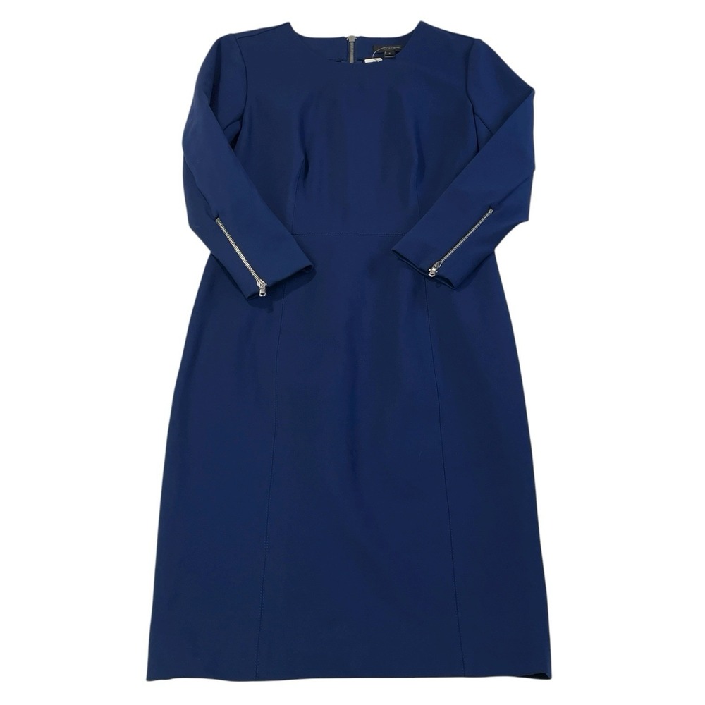J.Crew Midnight Blue Structured Sheath Dress Size 2 Zip Back Work Chic NWT - Picture 8 of 11